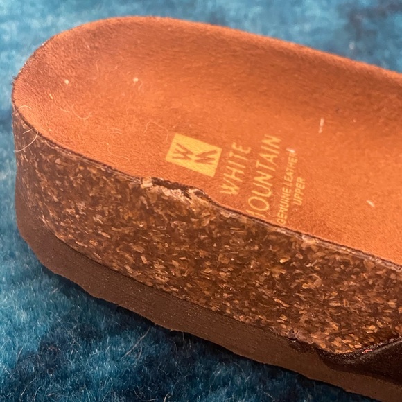 White Mountain Black Leather Slides - Picture 4 of 8